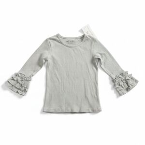 Girls' Gray Ruffle Sleeve Long-Sleeve Top